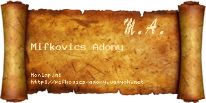 Mifkovics Adony névjegykártya